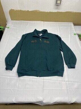 Bold Spirit Woman Vintage Green Full Zip Embroidered Track Suit 2 Piece Set!